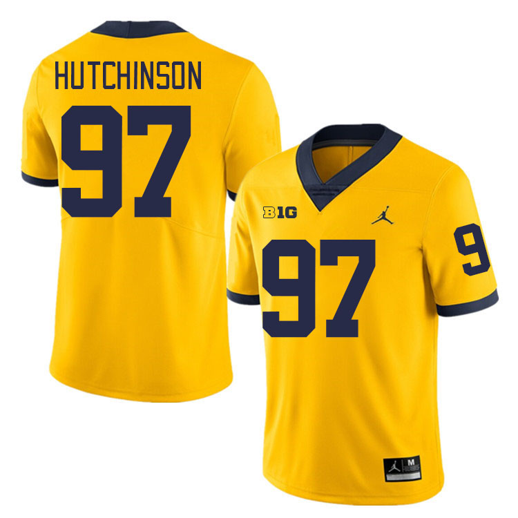 Aidan Hutchinson Michigan Jersey,Michigan Wolverines #97 Aidan Hutchinson Jersey Youth-Maize